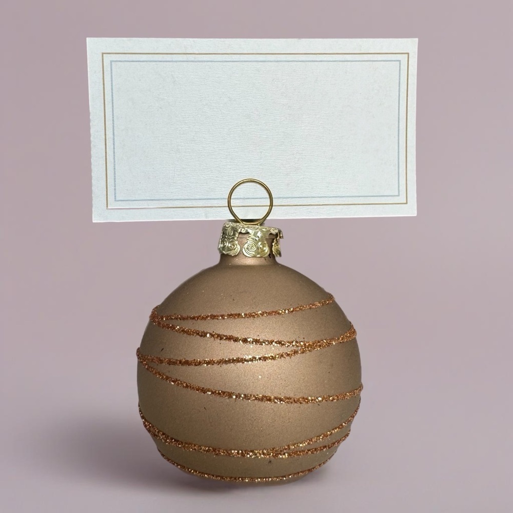 Pier 1 Imports Set Of 6 Ball Ornament Place Card Holders w/Cards Holiday Decor